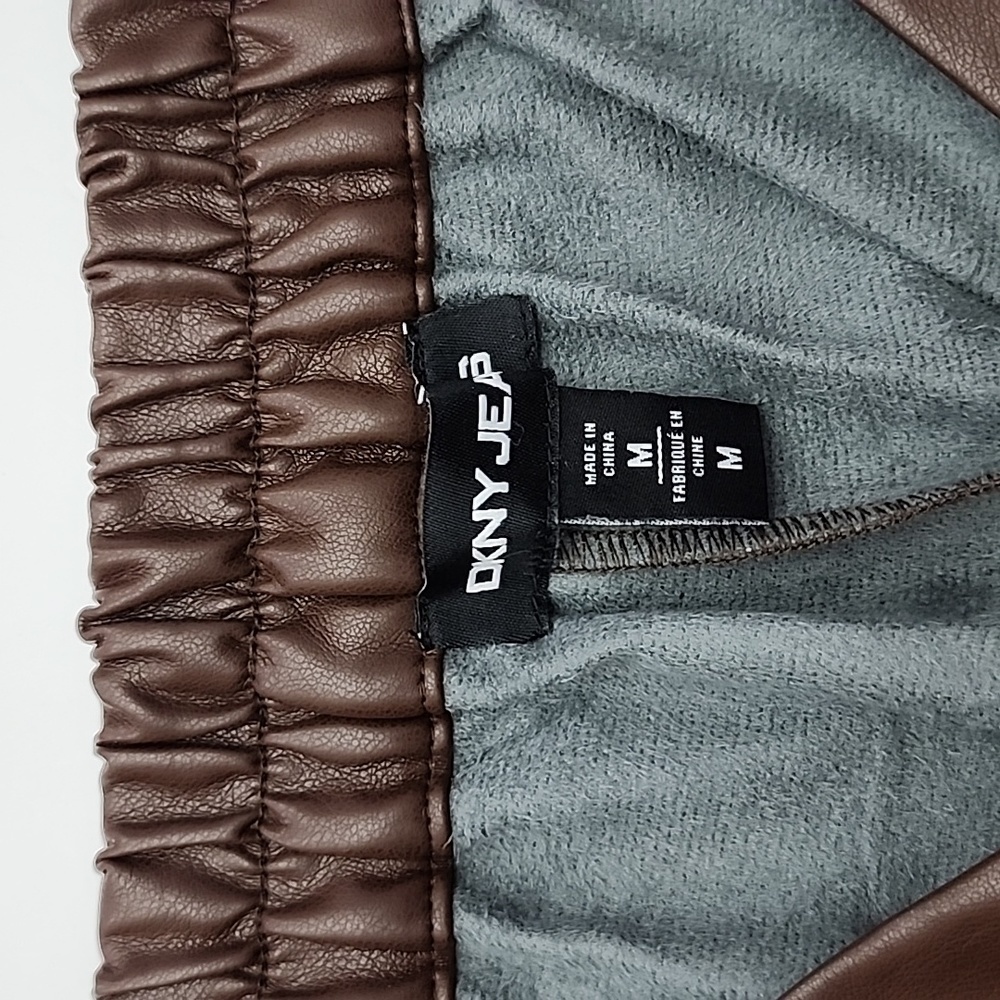 DKNY Jeans Women's Brown Faux Leather Pants Straight Leg Pockets M - Picture 5 of 11